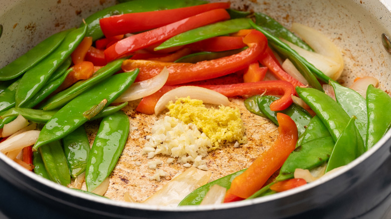 garlic and ginger in pan