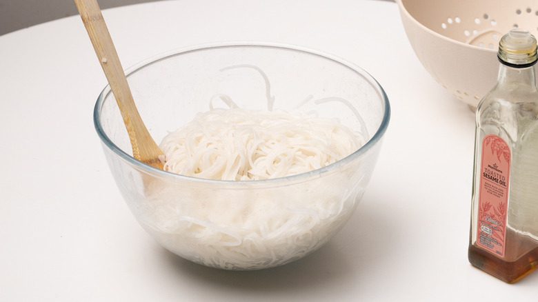 noodles tossed in sesame oil