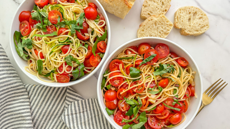 2 bowls of tomato pasta