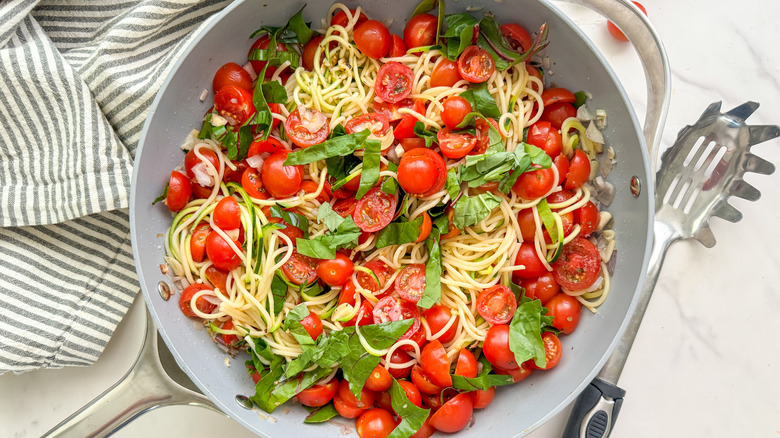 finished pasta in pan