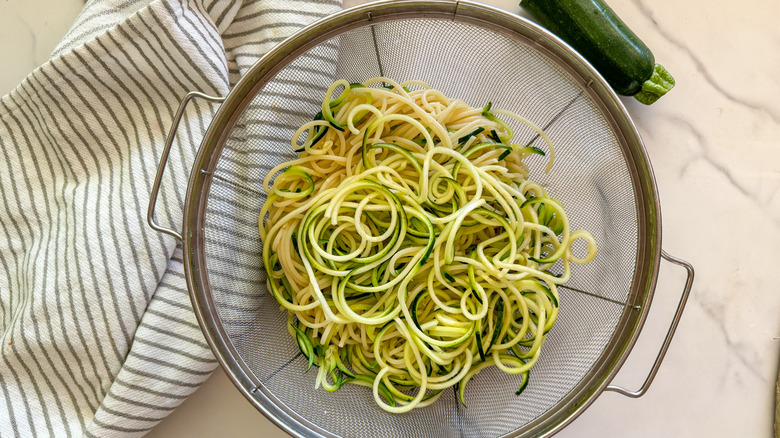 noodles in strainer