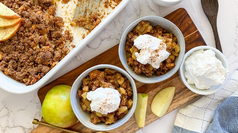 apple crumb on serving board