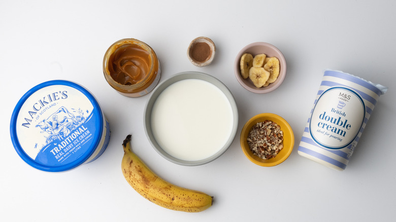 ingredients for milkshake on table 