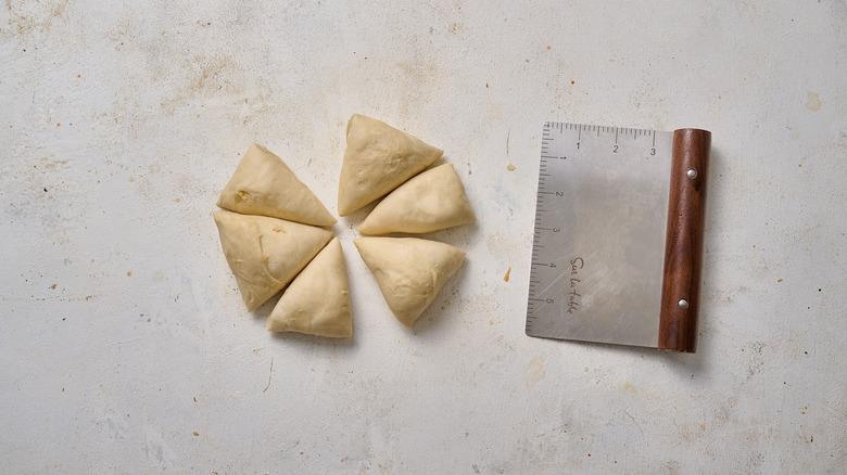 dividing dough into sections