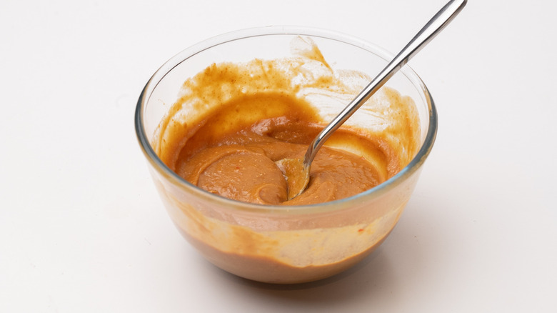 peanut sauce in a bowl