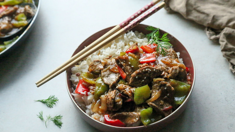 beef stir-fry with rice