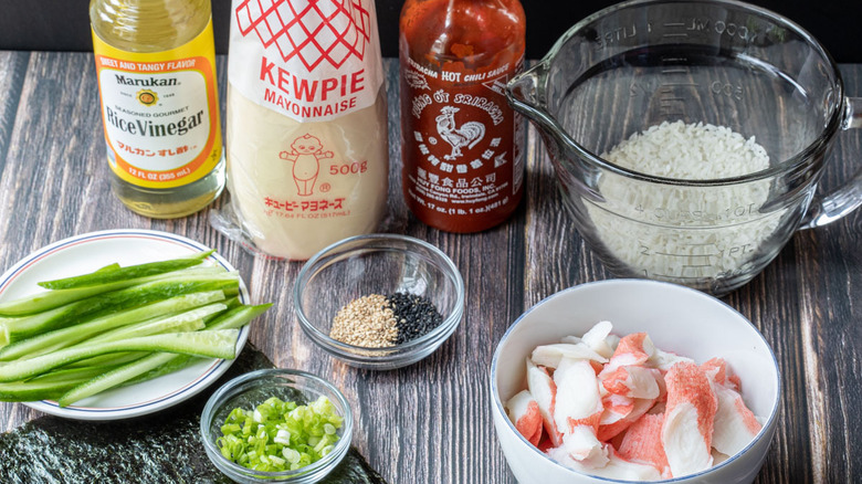 ingredients for crab salad sushi