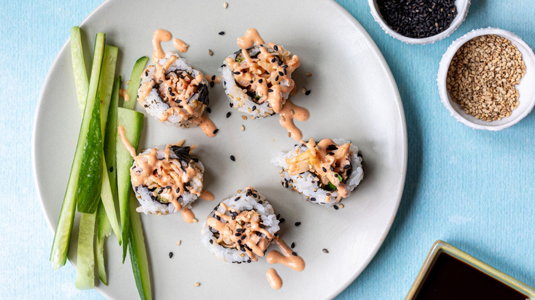 sushi rolls on plate