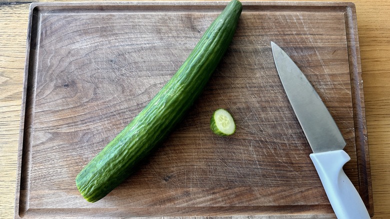 cucumber with end sliced off