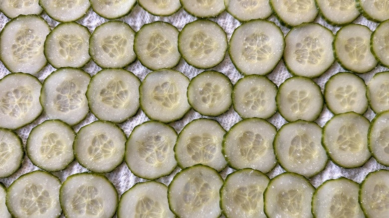 salted cucumber slices