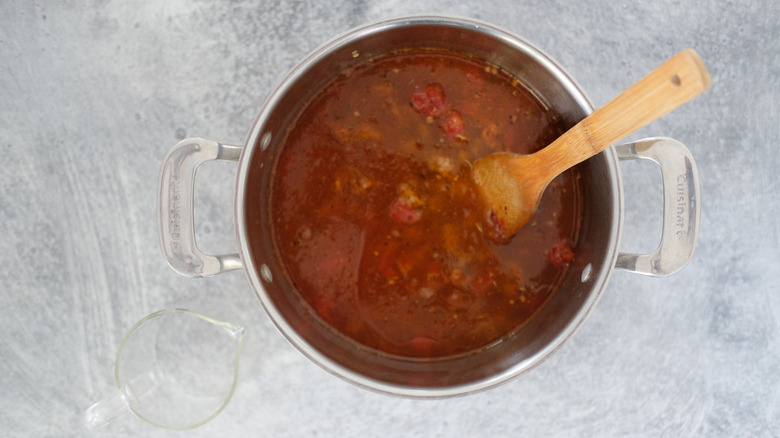 tomato soup in pan