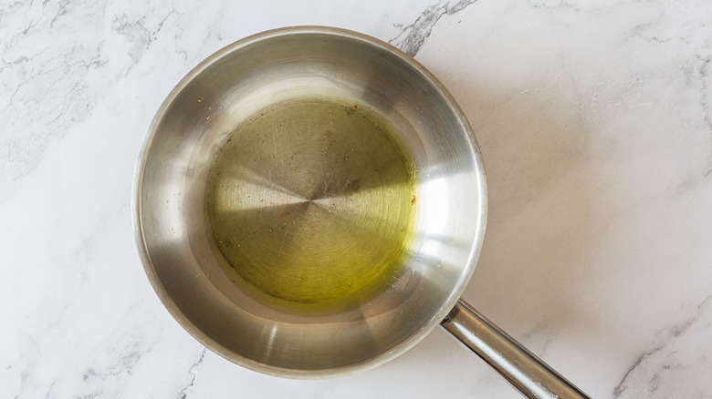 Olive oil in pan