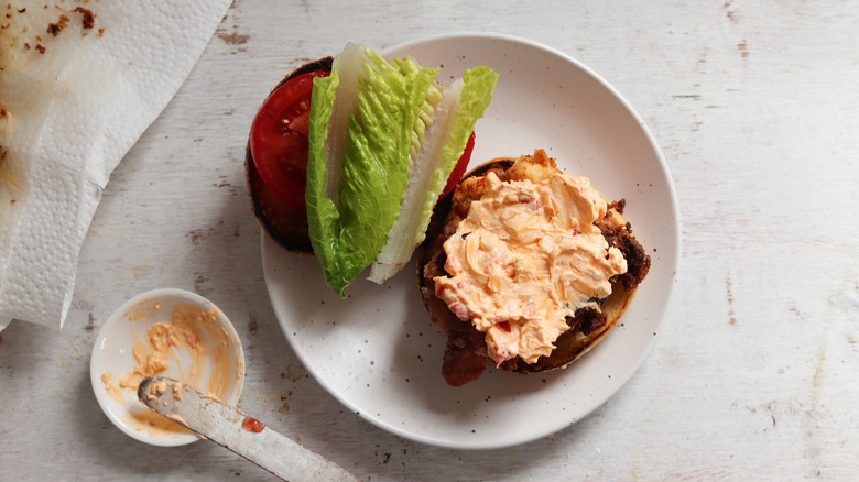 sandwich with lettuce and pimento cheese