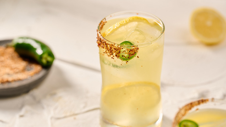 lemonade garnished with jalapeno