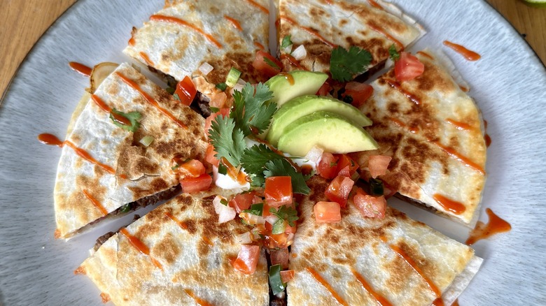 quesadilla with sliced avocado