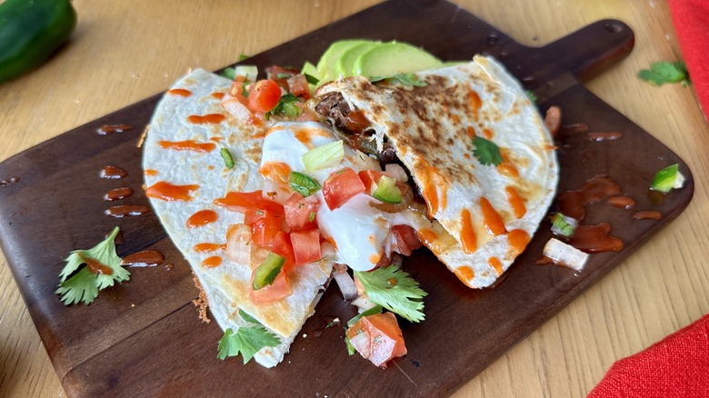 quesadilla with hot sauce