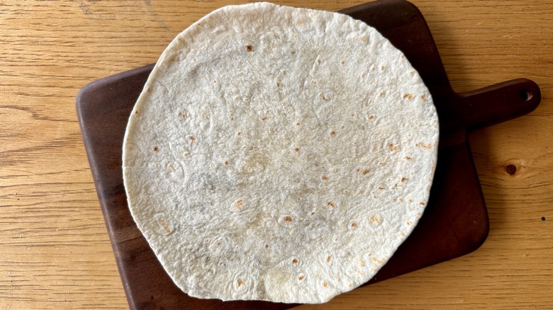 flour tortilla on brown board