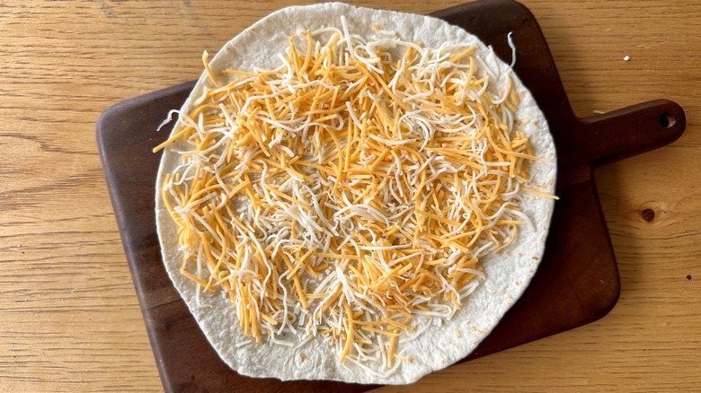 flour tortilla with shredded cheese