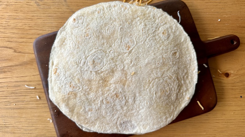 flour tortilla on brown board