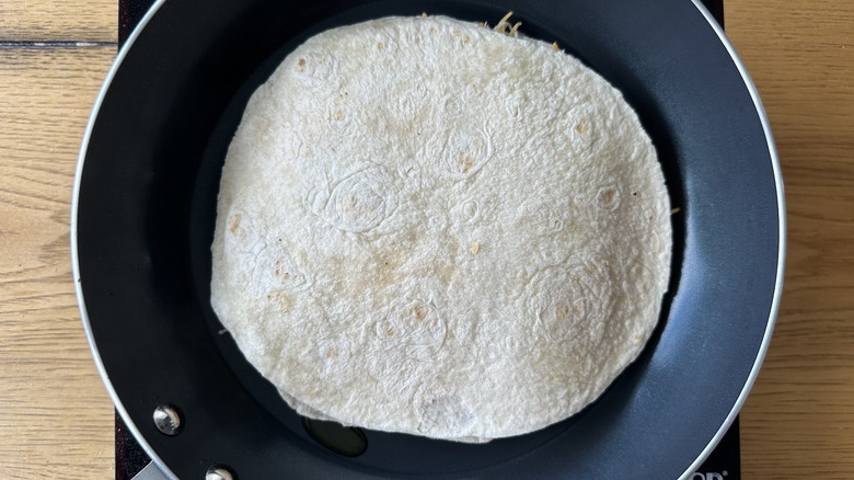 quesadilla in frying pan