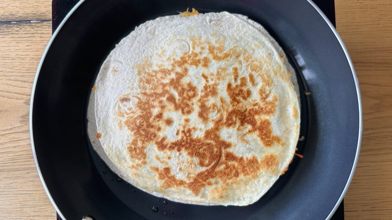 quesadilla in frying pan