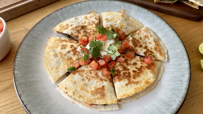 quesadilla on white plate