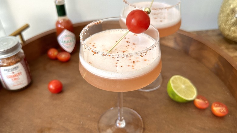 tomato martini on table