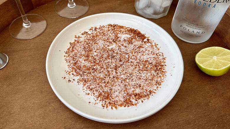 salt and chile on plate