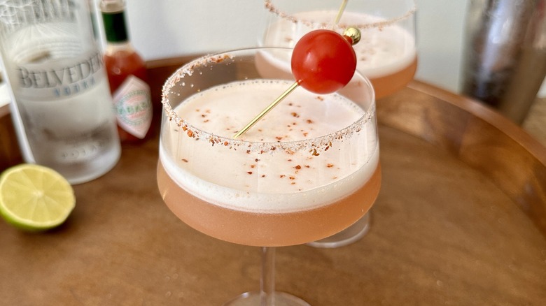 tomato martini on table