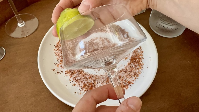 rubbing lime on glass rim