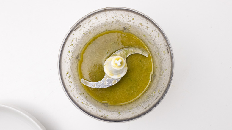 green marinade in a blender