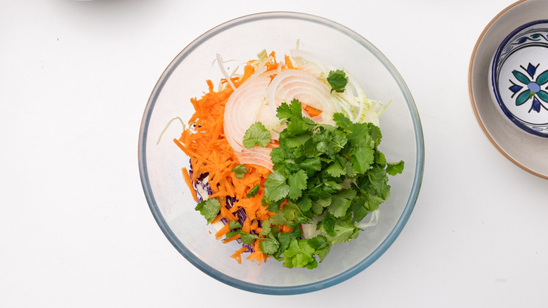 slaw ingredients in a bowl