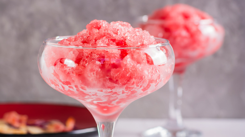 frozen pink wine slushies close up