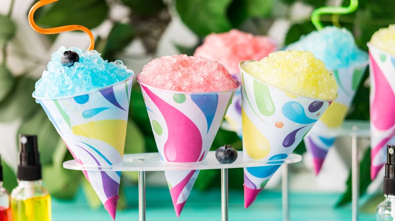 snow cones in various flavors