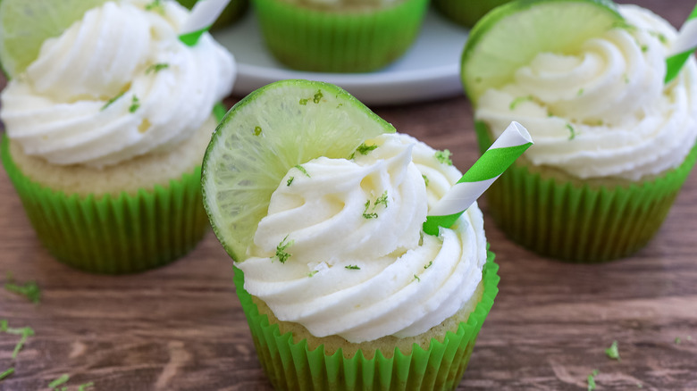 garnished spiked margarita cupcakes