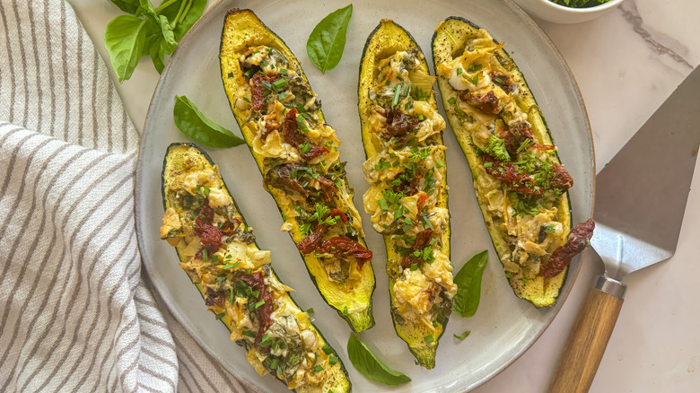 4 stuffed zucchini boats