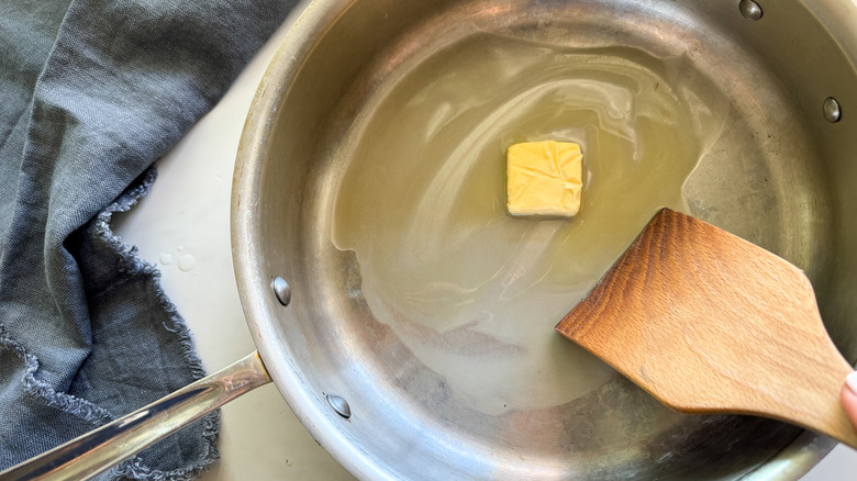 butter melting in pan