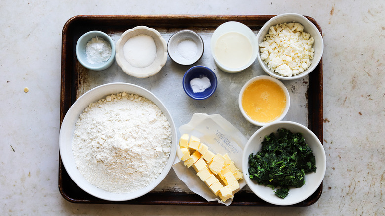 Ingredients for spinach feta scones