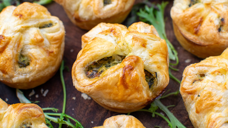Spinach and Sun-Dried Tomato Puffs close up