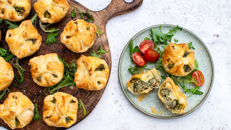 Spinach and Sun-Dried Tomato Puffs on plate