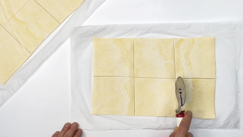 Cutting puff pastry into squares