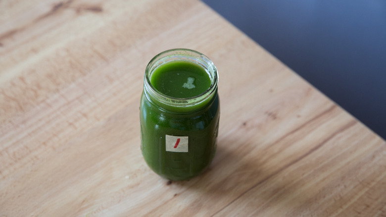 mason jar with green juice