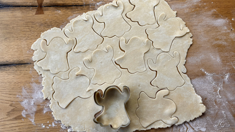 Pie dough with ghost cut-outs