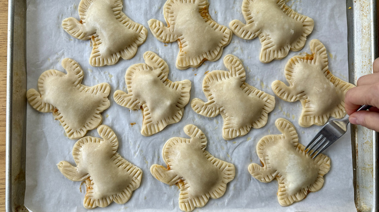 Crimping hand pie edges with fork