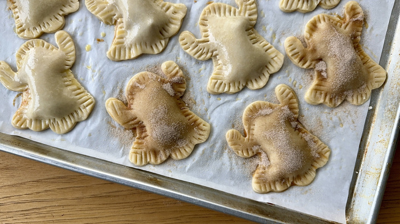 Ghost hand pies with cinnamon sugar topping