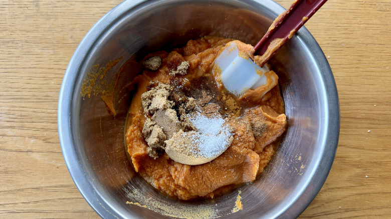 Sweet potato filling in bowl