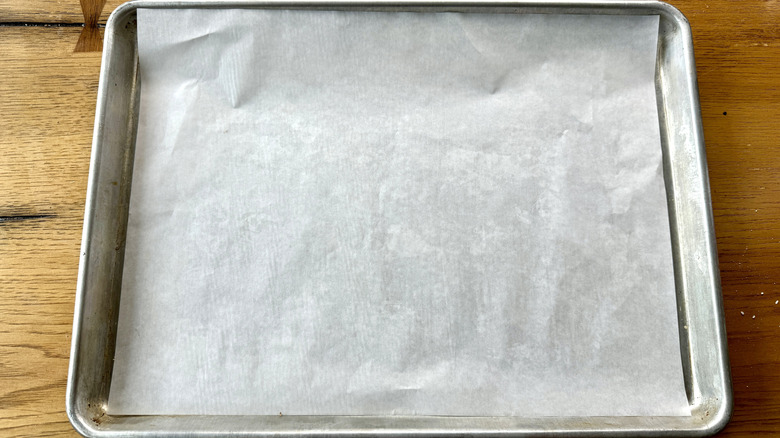 Parchment-lined baking sheet