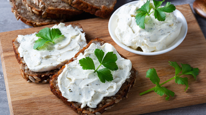 herbed ricotta spread on country bread