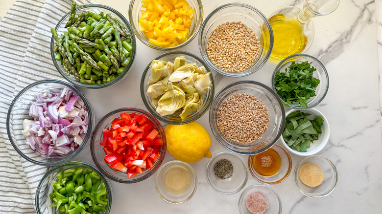 vegetable and herb grain salad ingredients