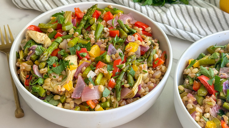 close up of grain salad